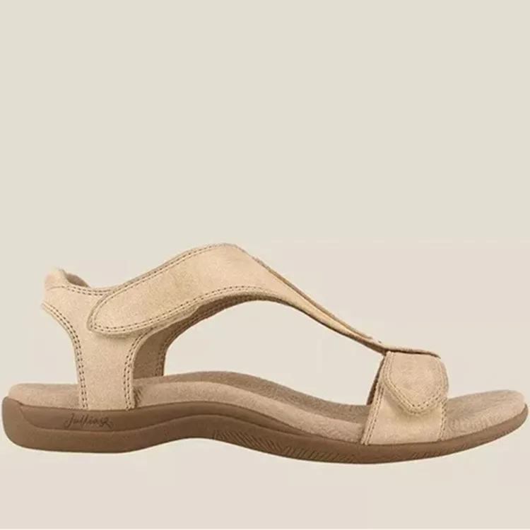 wholesale memory foam arch support foot bed comfortable soft summer hook and loop barefoot womens flat sandals