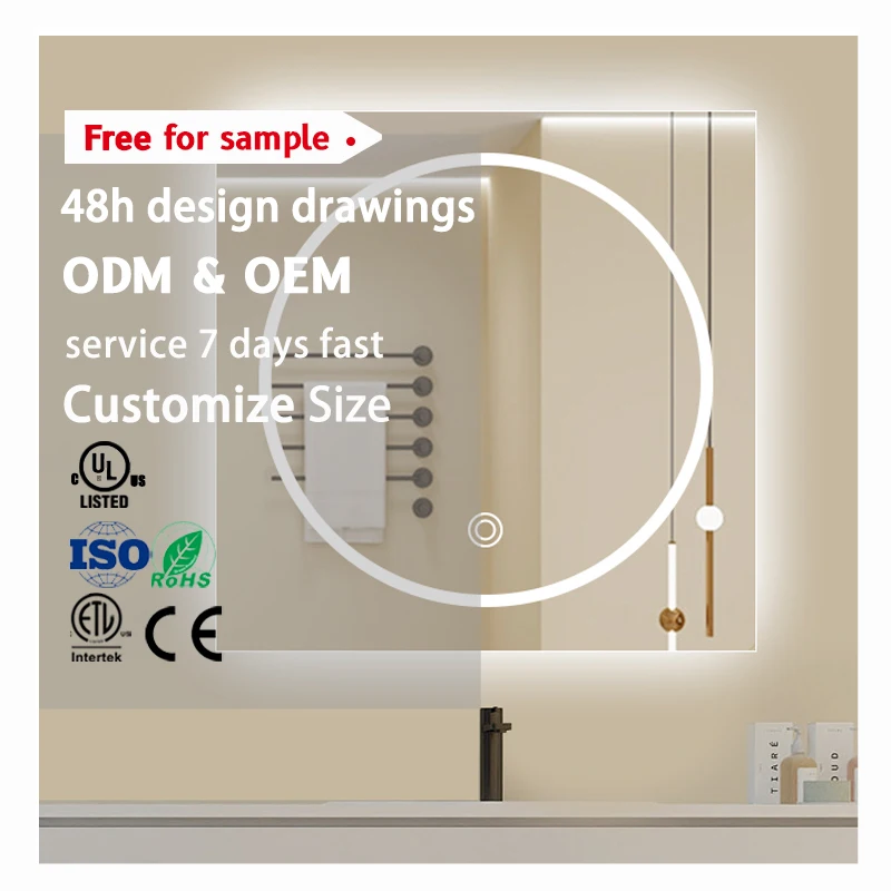 contemporary design bathroom mirror with led light smart led bathroom mirror with touch screen mirror with led light