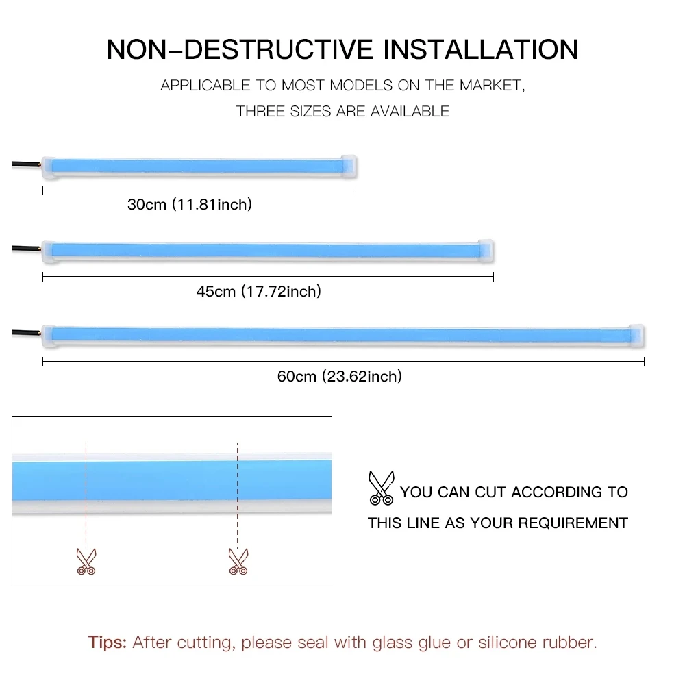 
30cm 45cm 60cm Universial Flowing Two color ultra-thin daytime running light flexible LED strip light turn signal light DRL 