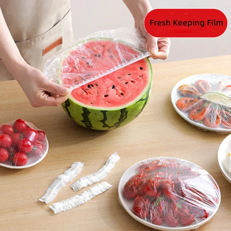 Disposable Food Cover Food Grade Fruit Vegetable Storage Bag Bowl Cup Kitchen Fresh Keeping Bag Elastic Plastic Minimalist Clear