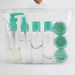 small clear plastic  Leak Proof  travel bottle and jar set plastic travel bottle kit