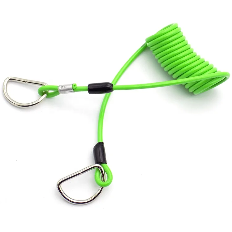 Custom Color Spring Tool Lanyard with Inner Steel Wire Cable, PVC TPU Nylon Coated Coil lanyard For Safety