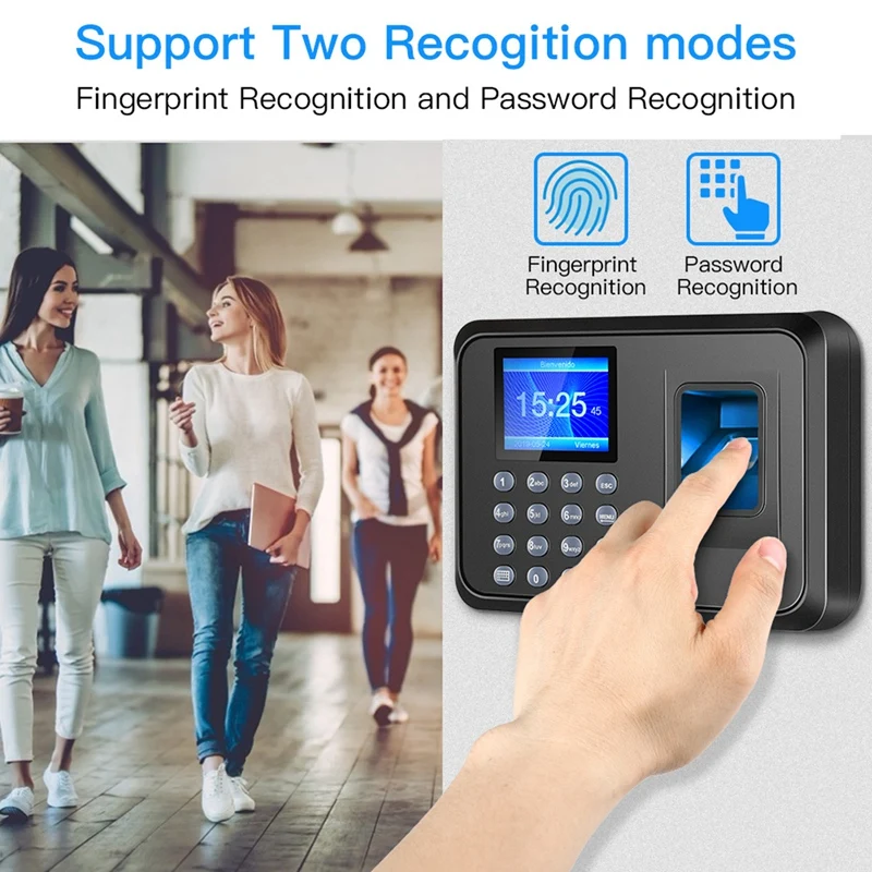 Biometric Fingerprint Time Attendance System Clock Recorder Employee Recognition Recording Device Electronic Machine
