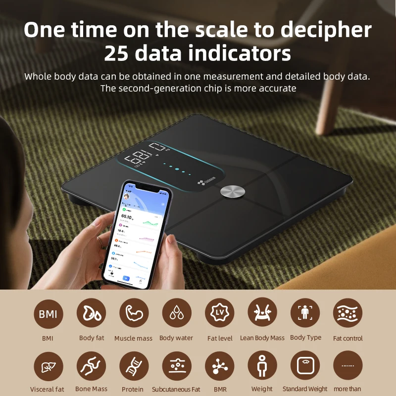 Factory Price Body fat Composition Scales 180 kg Smart Bluetooth BMI Bathroom Scale Smart Large Capacity Scale With Led Screen