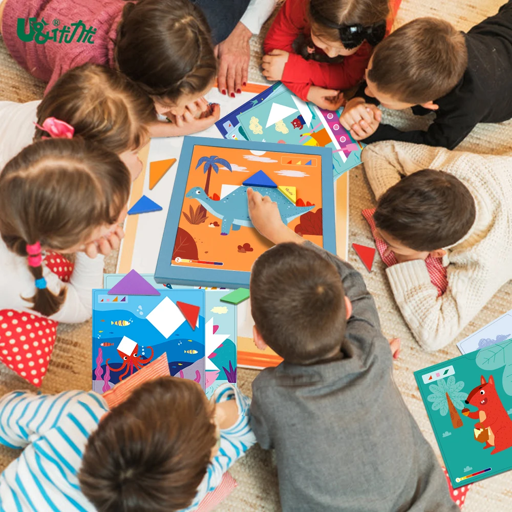 UCMD Wooden Kids Toys Online Lovely Children Game Board Indoor Cartoon Magnetic Puzzle Games
