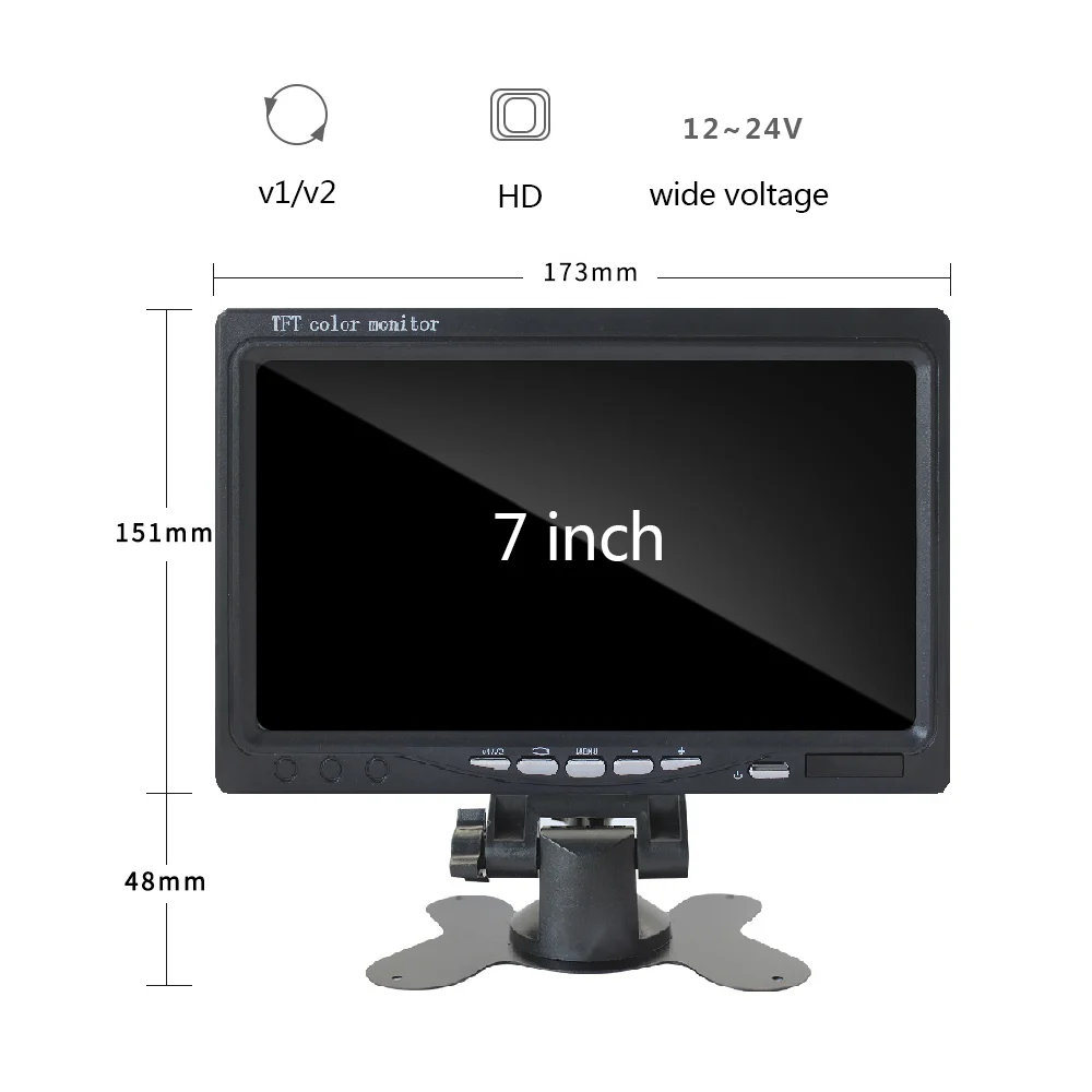  7 дюймов цифровой монитор заднего хода автомобиля 1080P ahd камера вида для грузовиков 24v 120 градусов