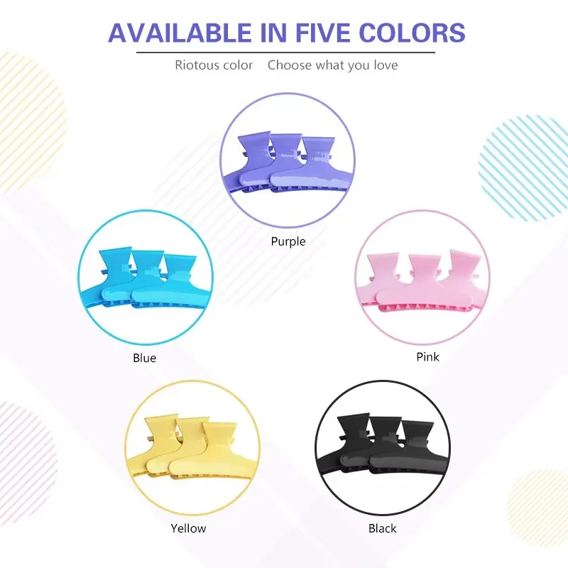 12Pcs Hairdressing Butterfly Clip Strong grip Salon Perm Hair Dye Plastic Hairpin Wig Clip Haircut Partition Styling Clip Tools