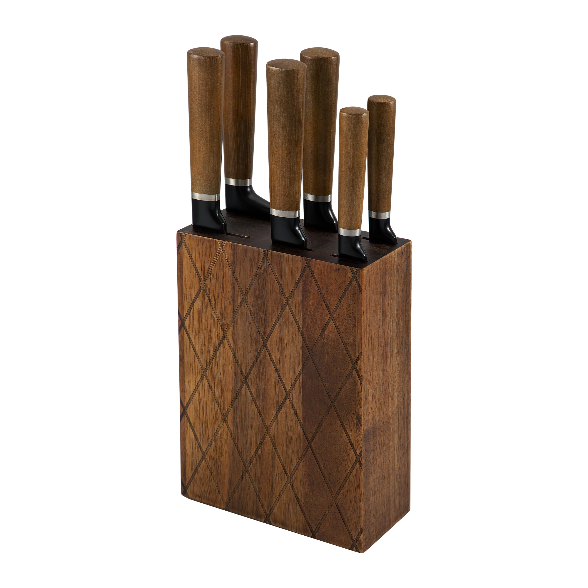 Kitchen Knives Set Non-stick Black Blade Cooking Knife Cutlery Set Wood Handle High Carbon Stainless Steel with Block Set