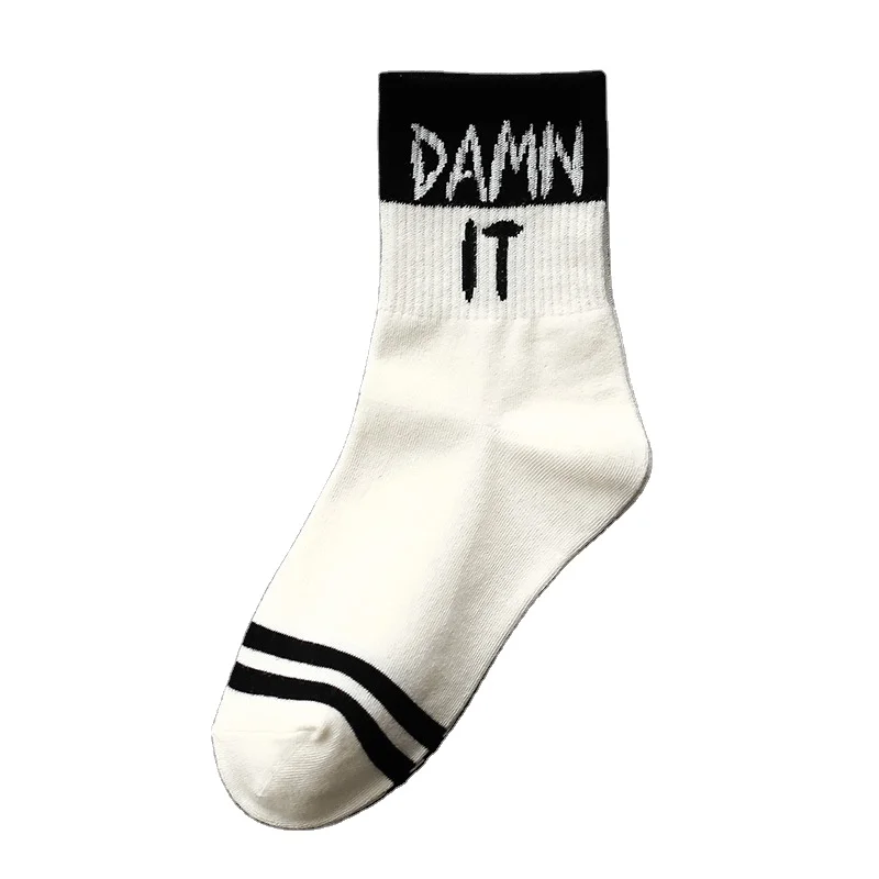 
Custom Made Socks Letter Printed Comfortable Breathable Fashion Skateboard Cotton Street Men Socks 