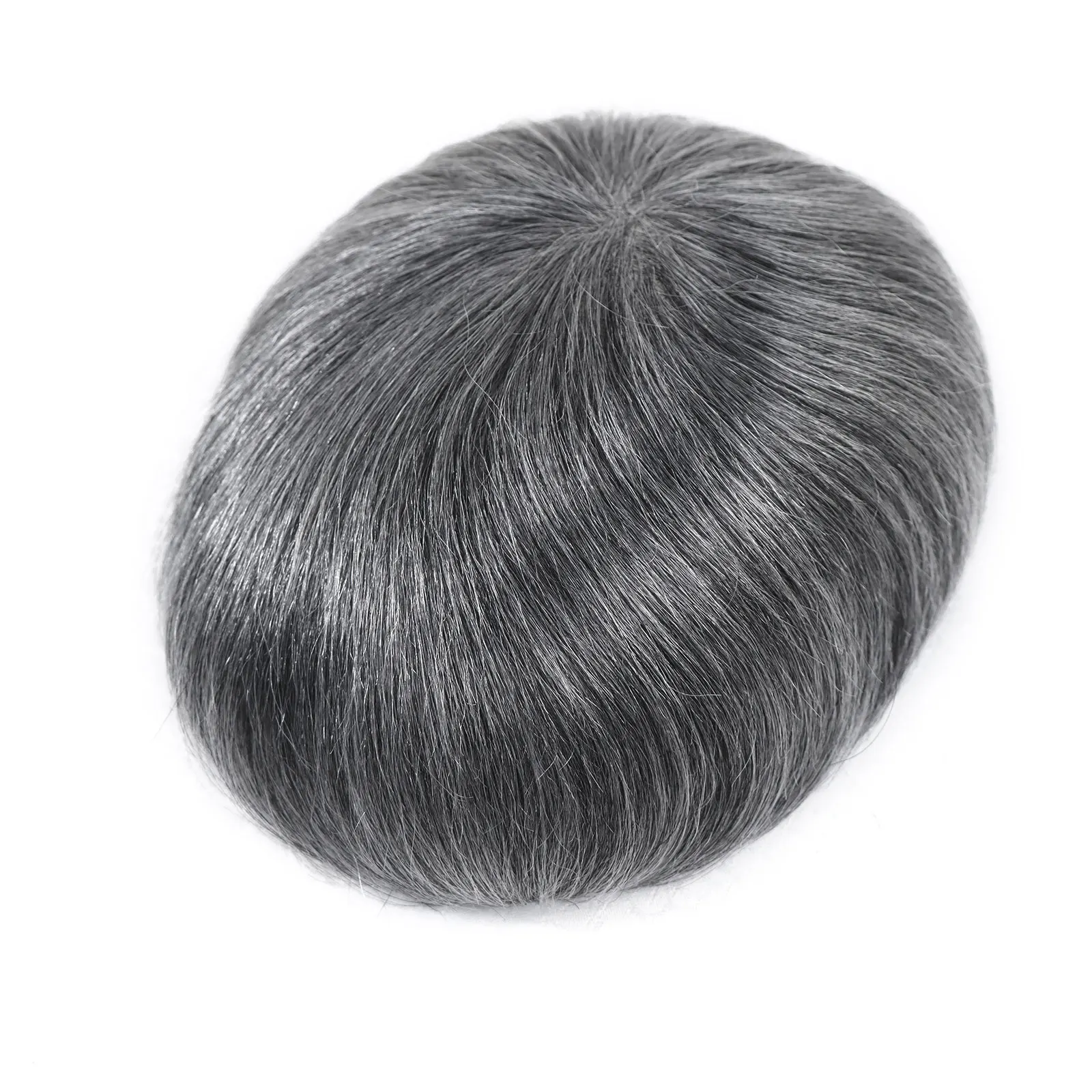 Grey Man Hair Replacement Systems Lace Top Poly Perimeter Male Hair Capillary Prosthesis Natural Men Toupee Hair Wig