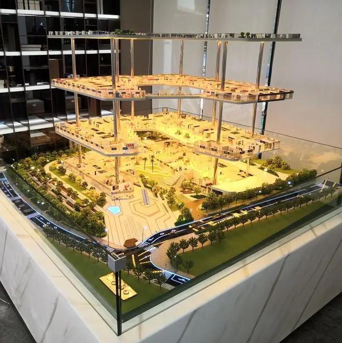 Customized 3d Electric Lift Commercial Interior Merchandise Mini Shopping Center Architectural Scale Model
