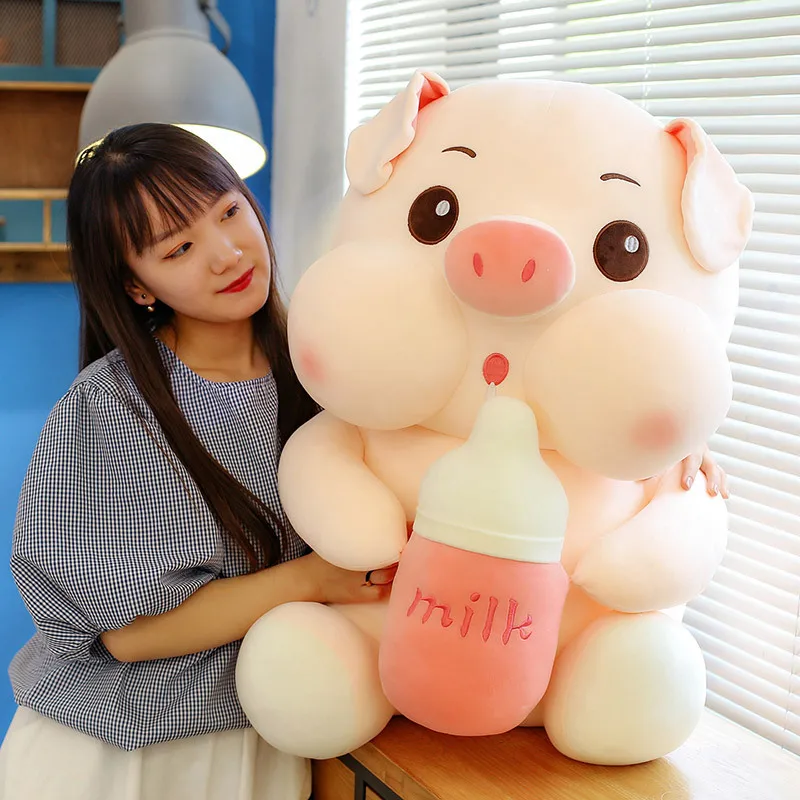 custom kawaii big custom plush bottle piggy toy baby christmas soft cute pig fat plush toy doll pillow plush toys