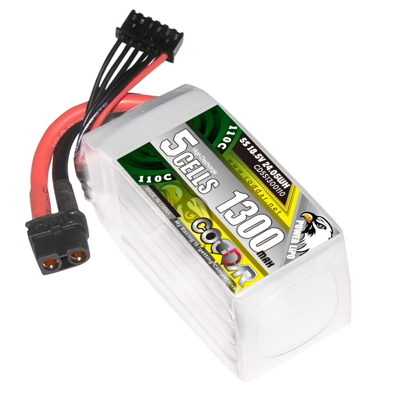 CODDAR RC LiPo Battery 5S 1300MAH 18.5V 110C XT60 180-330mm Brushless FPV 5 to 6 inch Drone RC Racing Packs