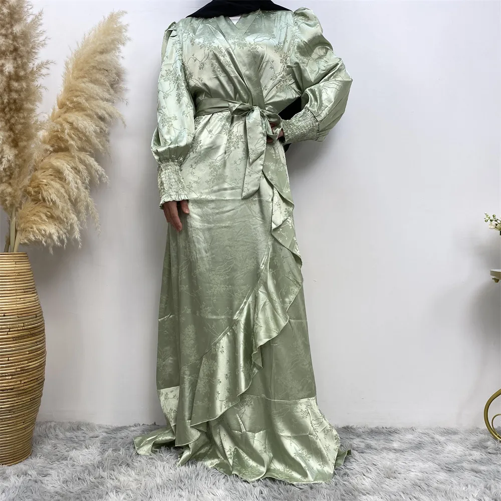 6572# Fashion Satin Muslim Shirt Dress Islamic Clothing Muslim Dresses Quality Casual Summer Dresses Dubai Turkey Islamic