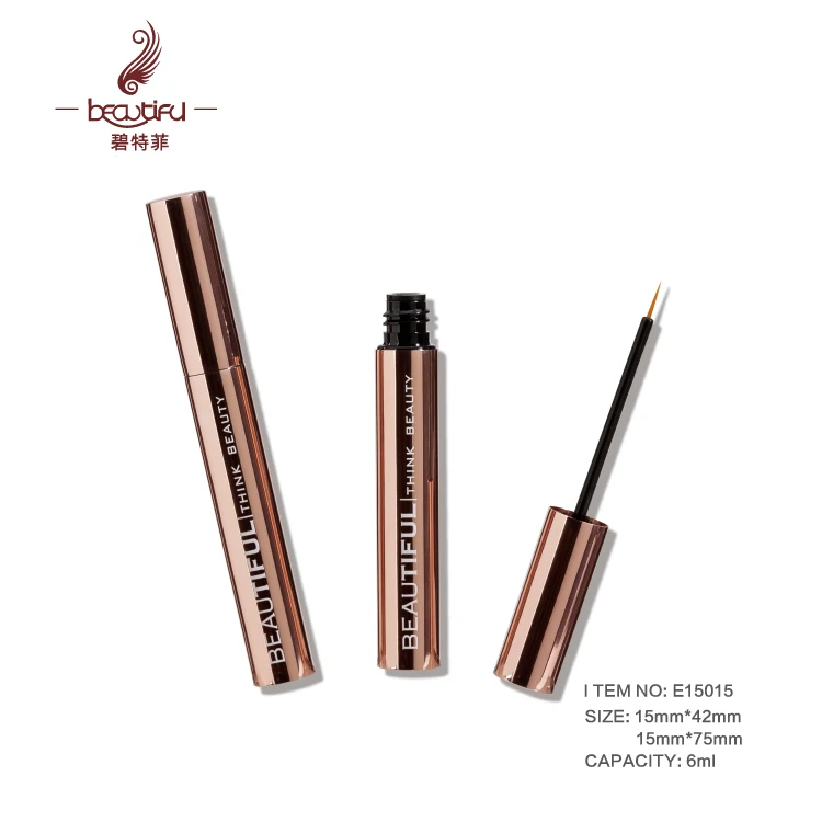 Shiny rose gold aluminum eyelash serum bottle , luxury metal tube for 3ml 4ml lash serum , empty lash growth container