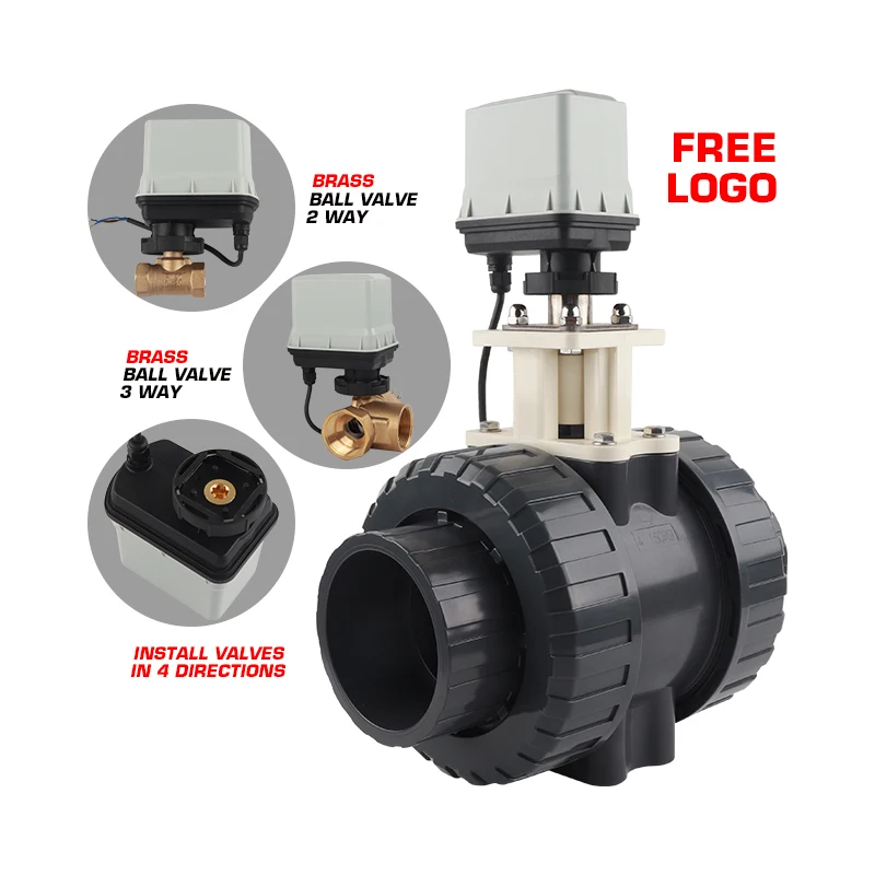 Customizable 1 1/2in DN40 Large Diameter Plastic Ball Valve with Electric Actuator for Farmland Irrigation OEM Support