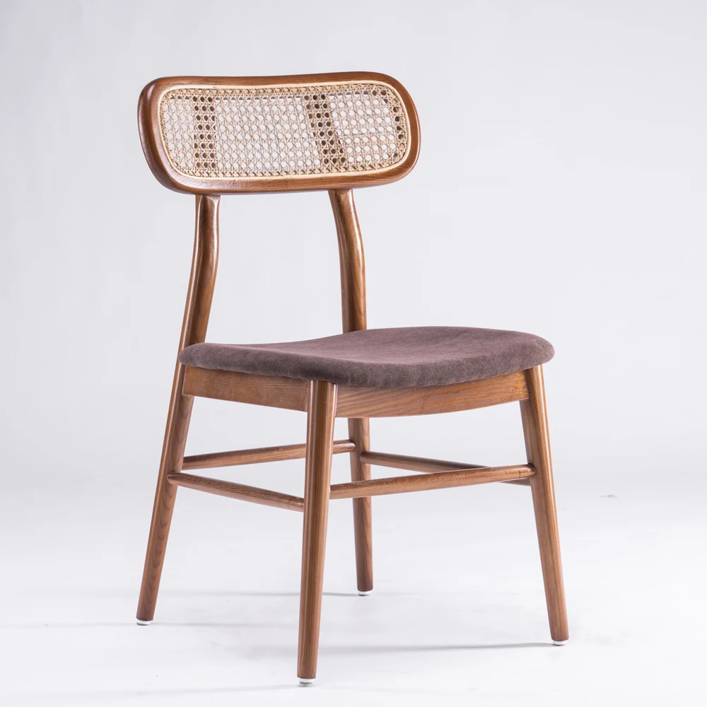 Hot new products for 2021 indoor rattan folding chair vintage wooden leather dinning chairs