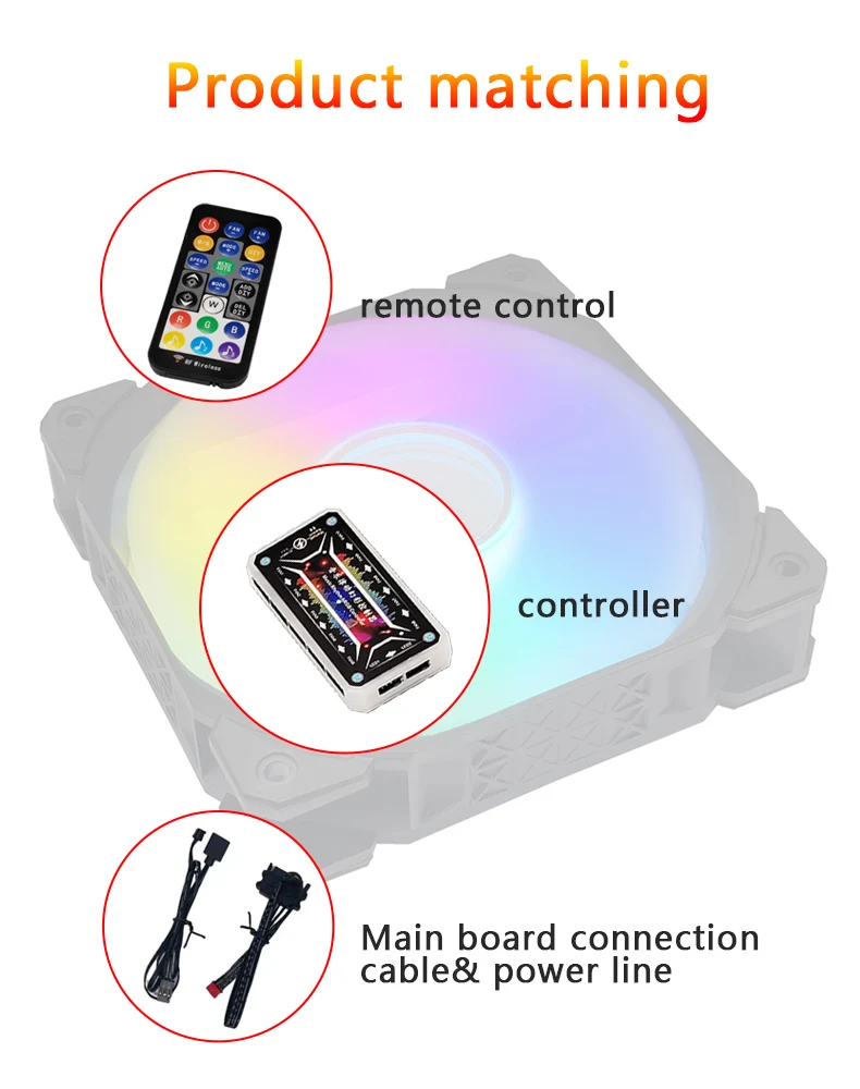 Заводская цена 6-контактный контроллер вентилятора Argb 120 мм Rgb охлаждающий вентилятор пульт дистанционного управления для корпуса