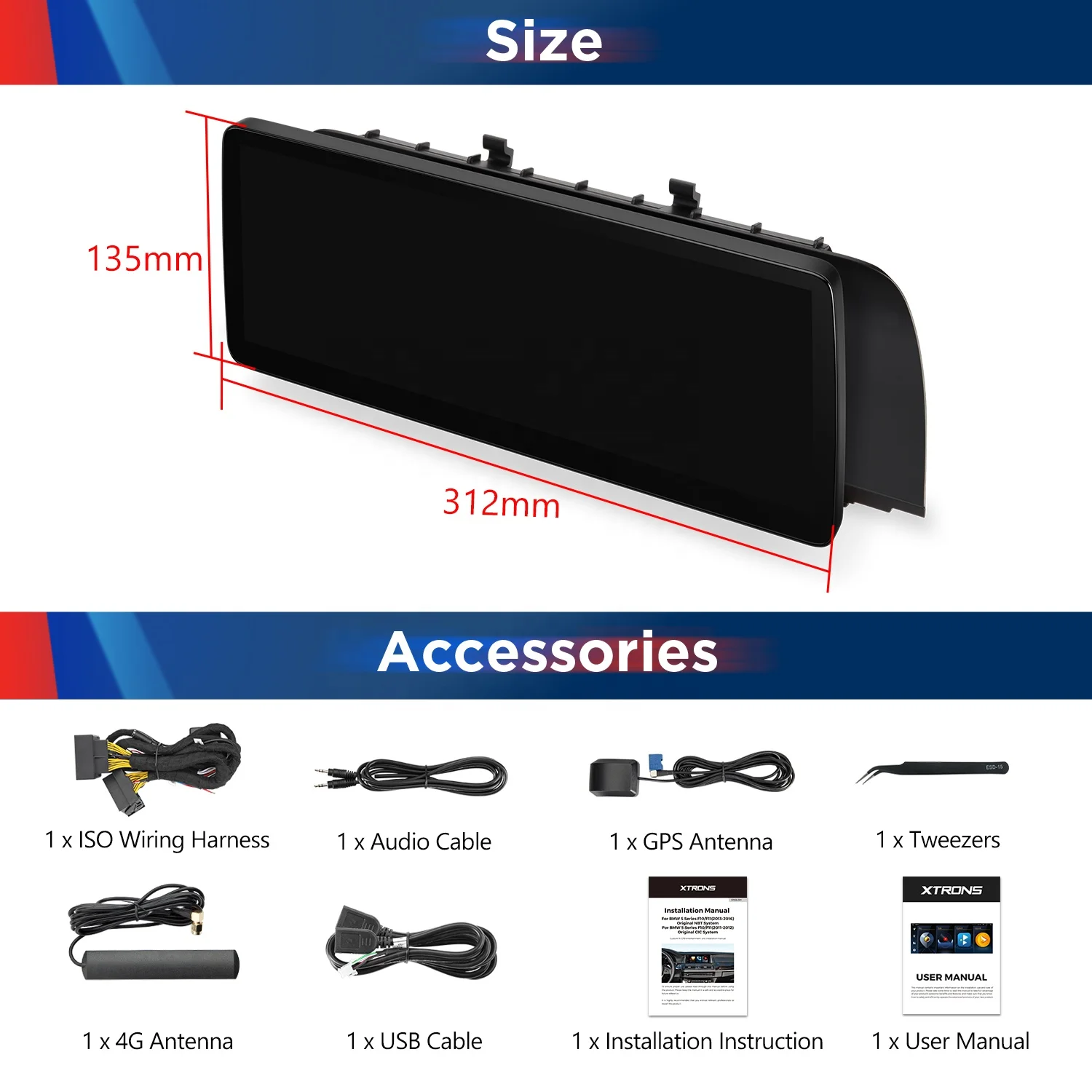 XTRONS 12.3 Inch Android 13 64GB Car Stereo For BMW 5 Series F10 F11 Android Screen Carplay 4G LTE Navigation GPS