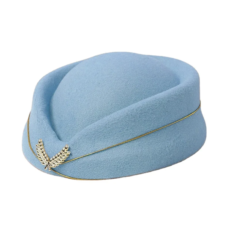 High quality custom uniform hats female Air Hostess Felt Beret Hats
