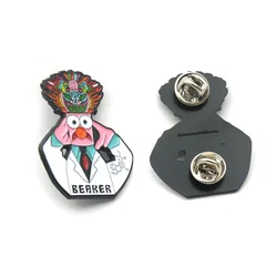 Custom personal logo soft enamel lapel flower pin with dyed black