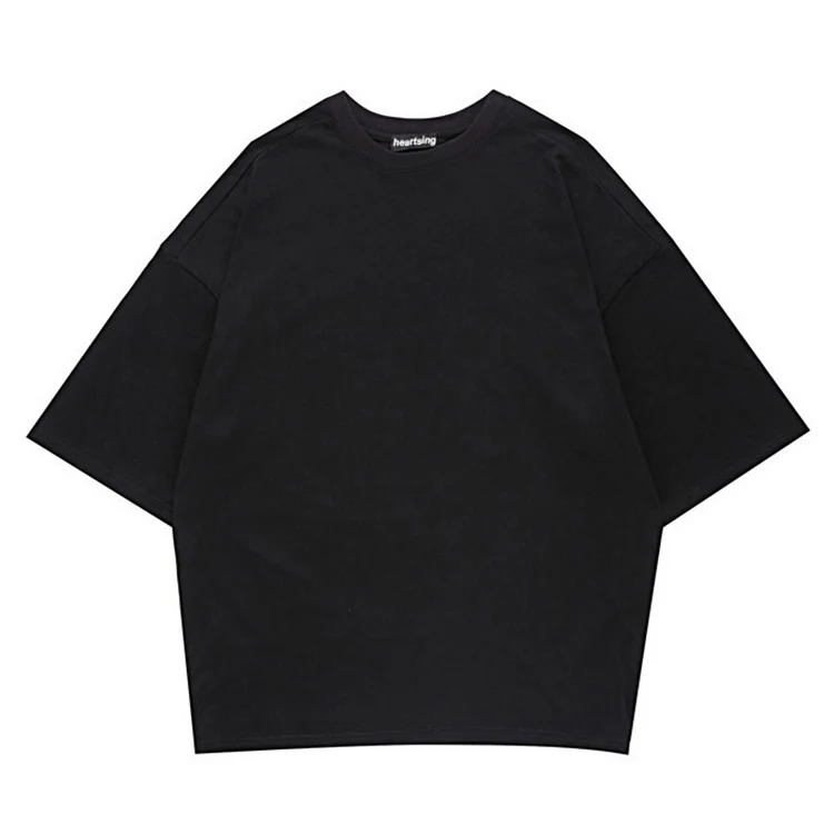 fashion o neck black blank cotton men oversized t-shirt