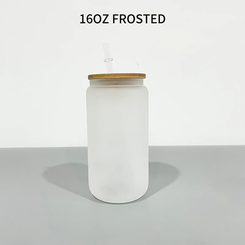 USA warehouse 12oz 16oz 20oz Soda Pop Can Shaped Beer Glasses frosted clear gradient  colorful glass jar For Sublimation