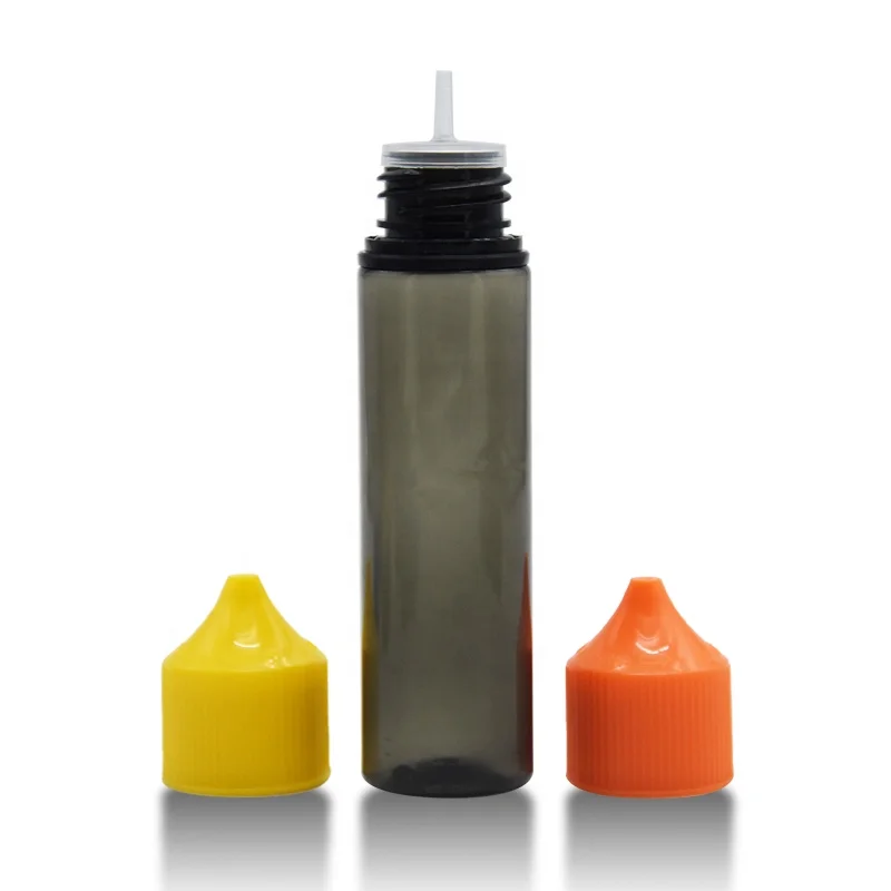 Empty liquid juice 10ml 30ml 60ml 100ml 120ml black PET plastic dropper bottle with black transparent tip
