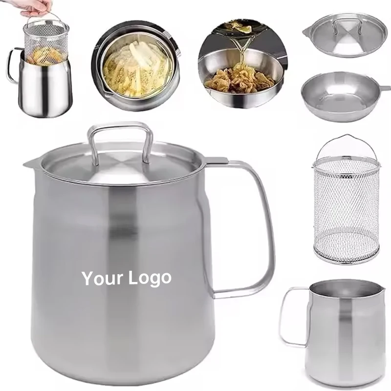 Original factory stock sus 304 kitchenware healthy dim sum fried potato food cooking oil filter strain cooker fryer pot