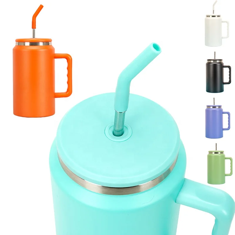New Modern style 50oz 50 oz large leakproof trek stainless steel cup insulated mug tumbler 50oz 50 oz with handle and straw lid
