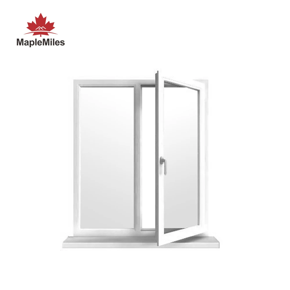 Maplemiles 70 Series Classic Design Double Soundproof Glass White Kitchen Pvc Casement Window