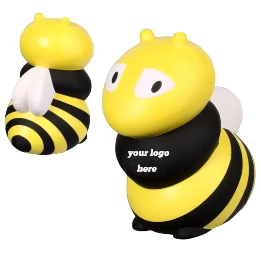 BSBH Custom Logo Printed PU Foam Giant Bee Animal Relief Anti Stress Ball With Logo