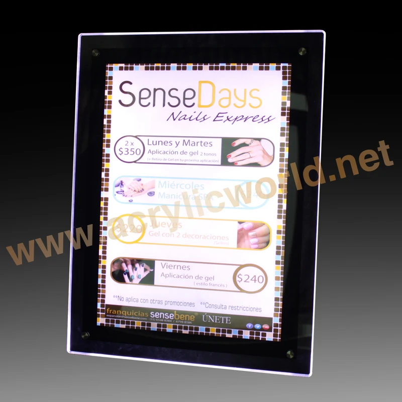 A1 A2 A3 A4 Magnetic Cable Hanging Display systems Acrylic cinema Window Advertising Led Light box pockets