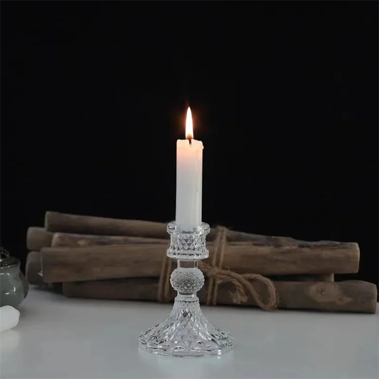 European Luxury Dinner Wedding Decorations Crystal Table Candlestick Glass Candle Holder
