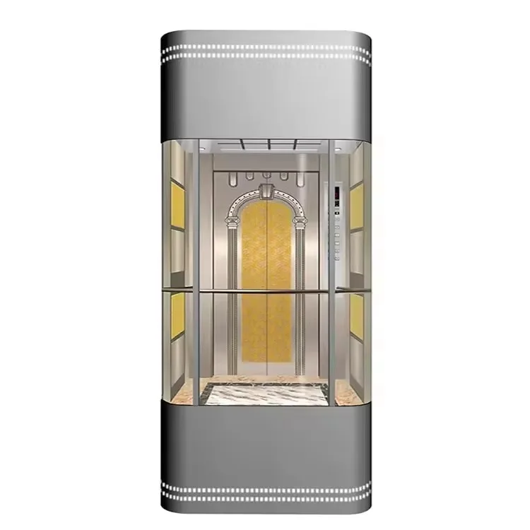 Fuji Modern Design Round Glass Panoramic Passenger Elevator Lift Without Machine Room for Villa and Hotel Sightseeing
