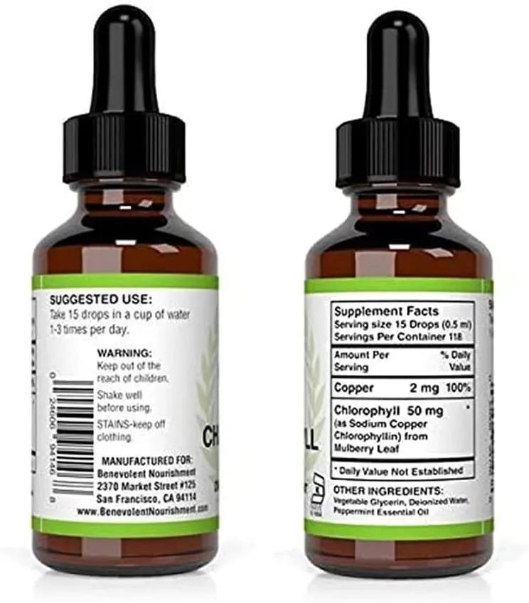 Chlorophyll Drops Private Label Wholesale 6000mg Bulk Water Syrup Splina Organic Vegan Chlorophyll Liquid Drops