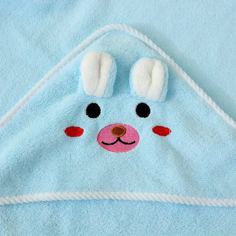 Super Absorbent Animal Pattern Baby Bath Hooded Towel Set  Soft Breathable Bathing Napping Swaddling Stroller Use