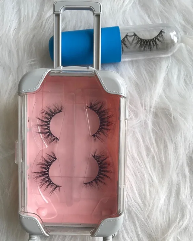 25mm Mink Eyelashes Box Private Label With Logo Eyelash Box Wholesale Customization Lashes Mini Suitcase Luggage