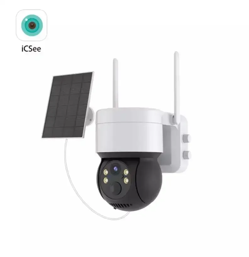 Full Color PTZ Solar CCTV Camera ICsee Wifi Lower-Power Intelligent Security with H.265 Compression and Micro SD Card Storage