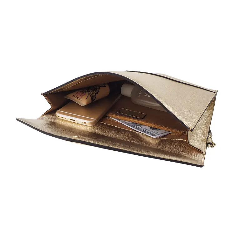 Wholesale Ladies Gold Silver Metallic Leather Envelope Clutch Purse Bag