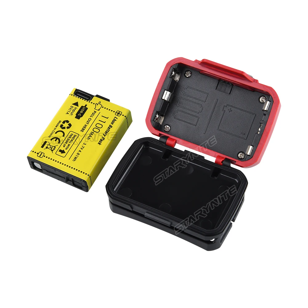 STARYNITE Dual Power 350 Lumens Led Headlamp Rechargeable with 1100mAh Lithium Battery Pack or Powered by 3*AAA Batteries