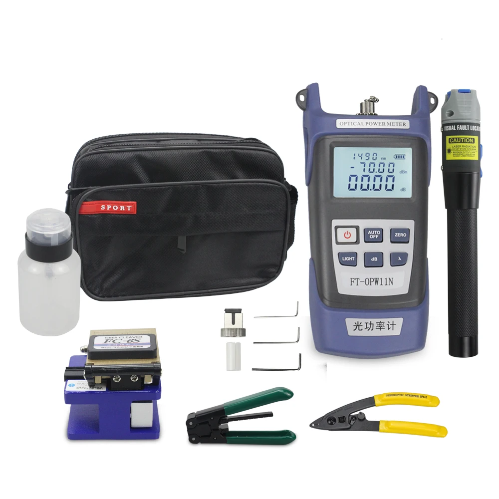 
Good Price Fiber Optic Power Meter FC-6S Cleaver Visual Fault Locator FTTH Outdoor Fiber Cold Cut Kit Fiber Optic Tool Kit 