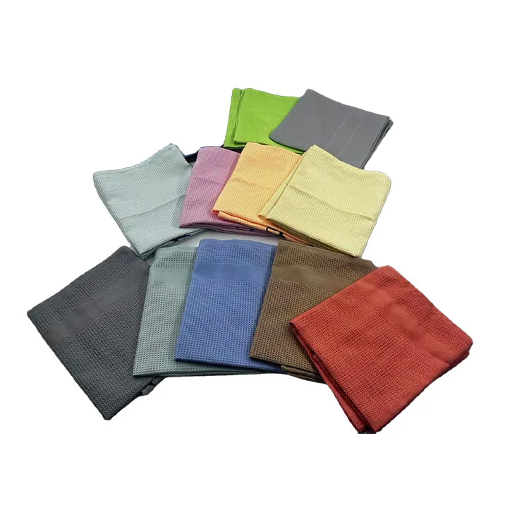 Wholesale High Quality Luxury Custom Logo Embroidery White Kitchen Plain Waffle Organic Cotton Linen Absorbent Tea Towels