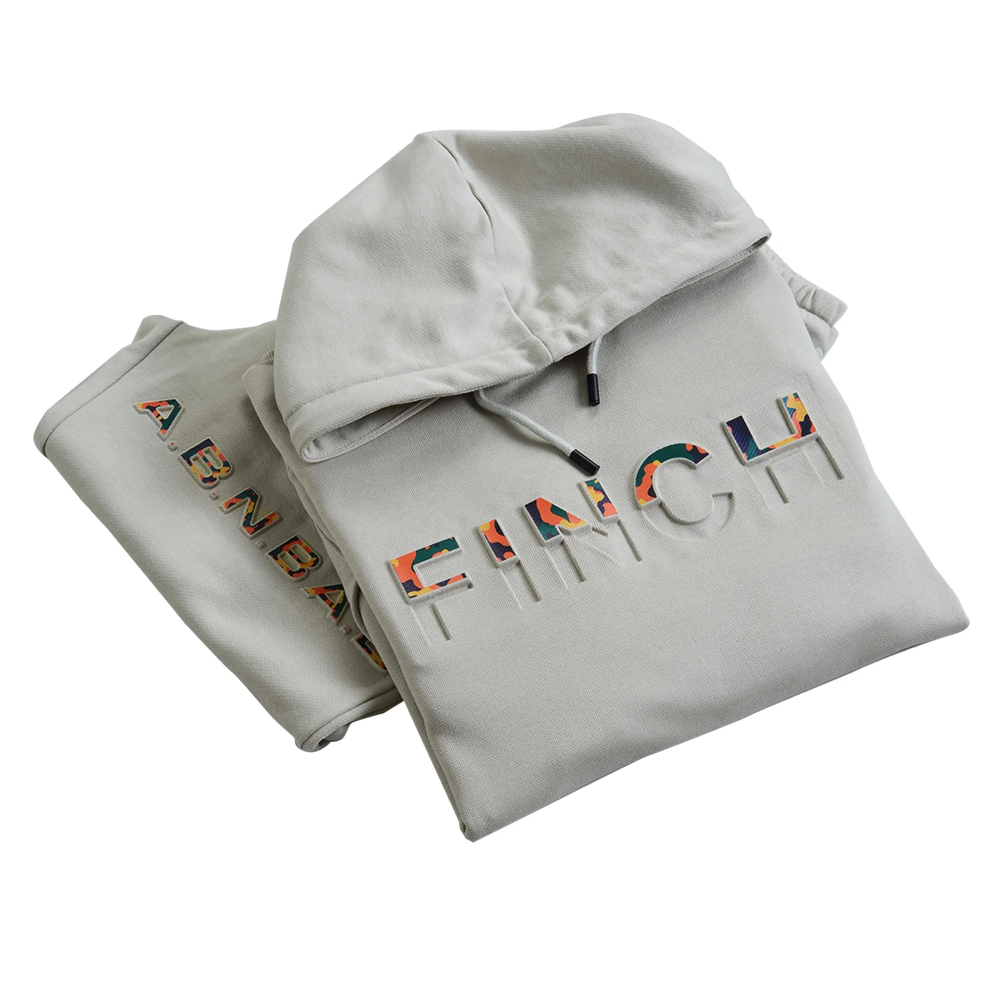 Finch Garment custom logo sweatsuits men sportswear track suit jogger 2 piece set embossed tracksuits for men