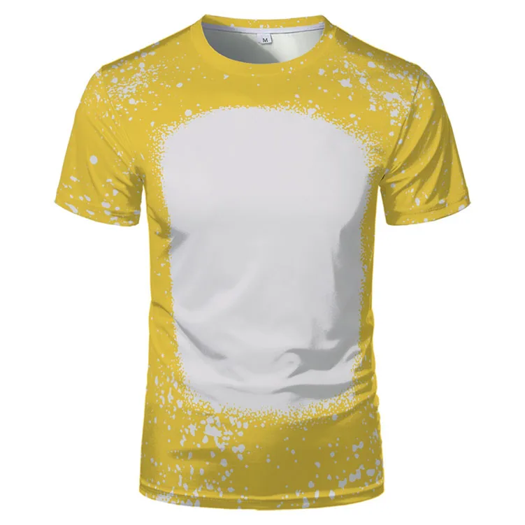 RBX Wholesale Faux Bleached Polyester T Shirts Blanks Bleach T-shirt Sublimation
