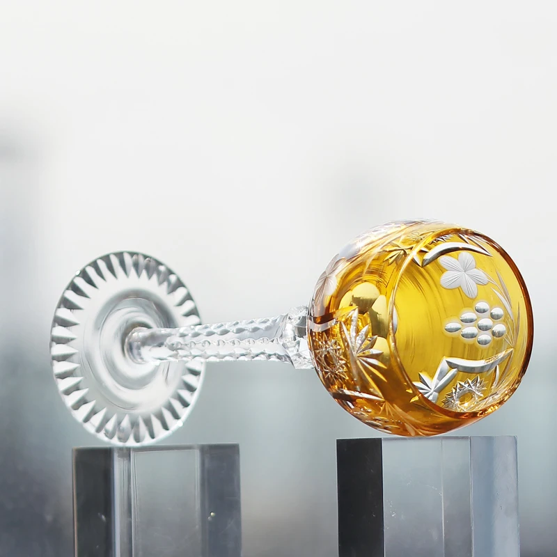 Top Seller Bohemian Style Hand Cut Beautiful Classic Patterns Crystal Glass Goblets for Wine Champagne  Drinking 230ml 1PC