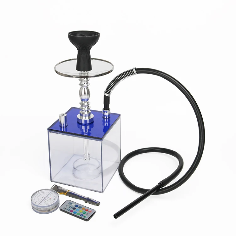 transparent clear high quality square flash light hookah shisha