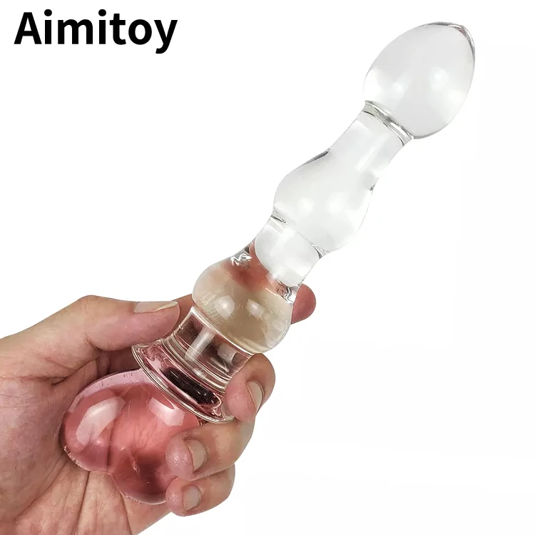 Aimitoy Wholesale Dropshipping G Spot Glass Dildo Anal Plug Double Dildo Butt Plug for Women Anal Adult Masturbator Sex Toys