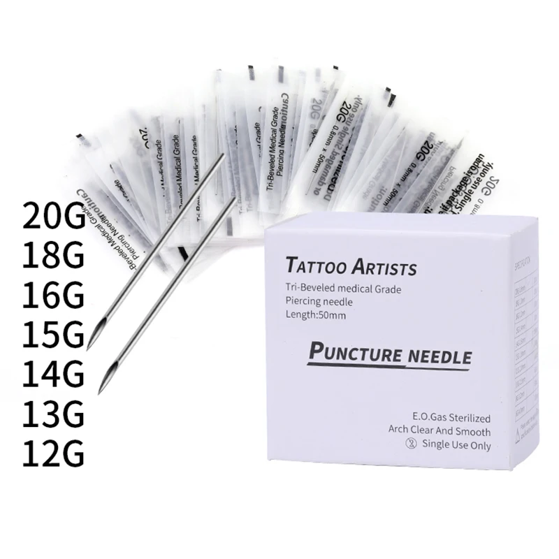 Custom Boxes Individual Package Piercing Tools Disposable Tattoo Piercing Needles for Piercing Puncture