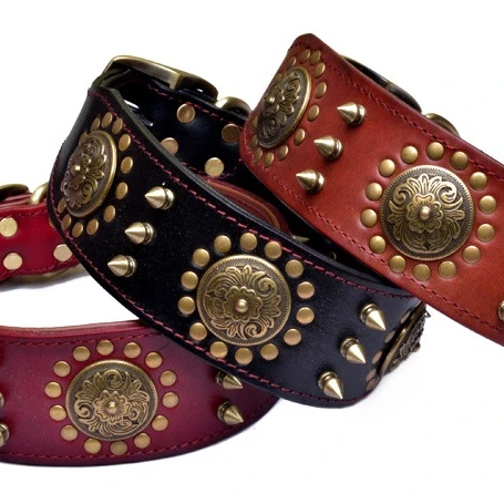 Small to Medium Large Dog Use Leather Spike Studded Rivet Dog Collars